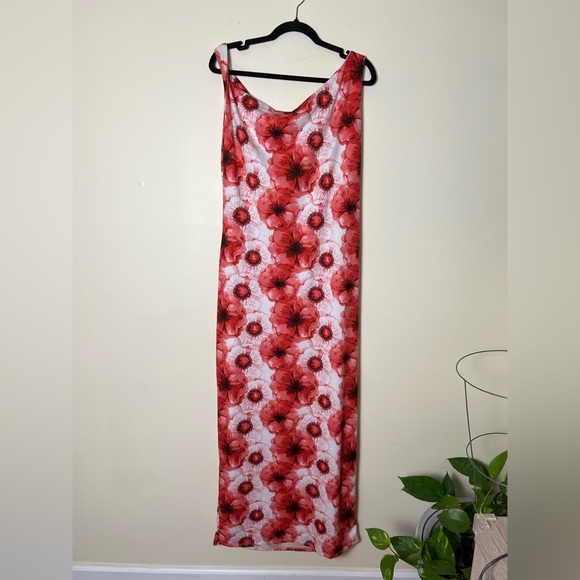 Rebdolls Womens Stephanie Knotted Sleeve Bodycon Floral Maxi Dress 1X Red Summer - Picture 15 of 16